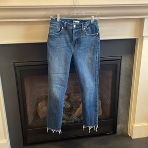 Good American Good Waist High Waist Raw Hem Ankle Skinny Jeans